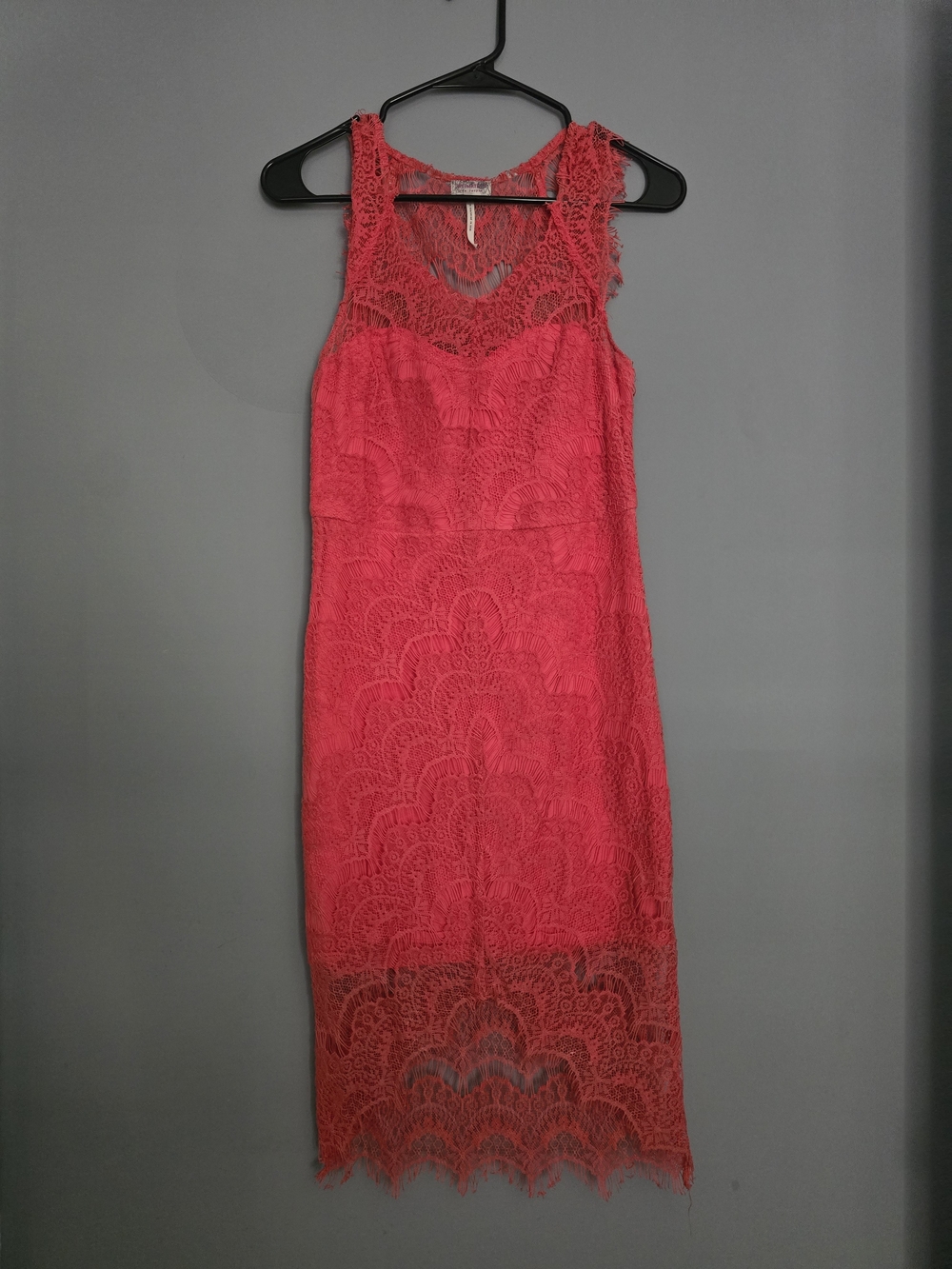 Free People Bright Coral Lace Midi Dress